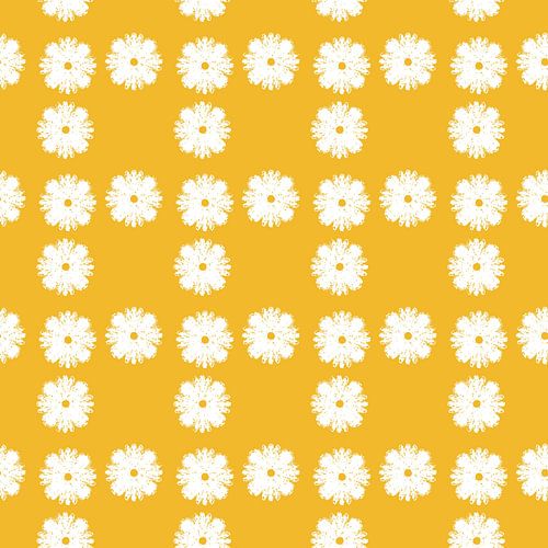 Motif floral abstrait blanc sur fond jaune chaud