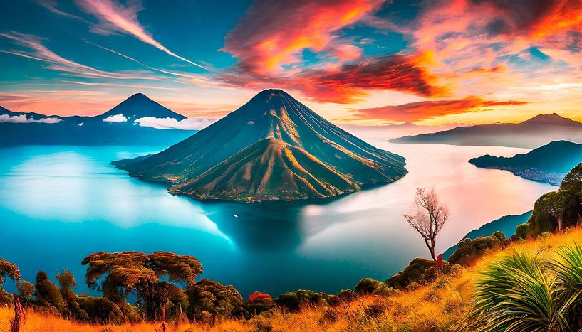 Volcano mountain with sunset by Mustafa Kurnaz