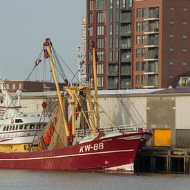 Le cotre KW 88 est amarré dans le port d'IJmuiden sur scheepskijkerhavenfotografie