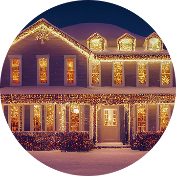 Huis is versierd voor Kerstmis met lichtjes Illustratie van Animaflora PicsStock