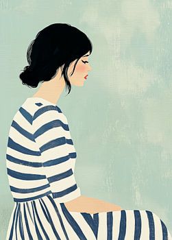 Vrouw in Langgestreepte Jurk