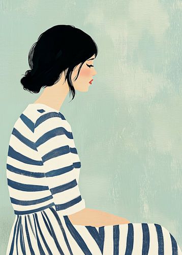 Woman in Long-striped Dress