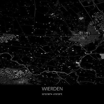 Schwarz-weiße Karte von Wierden, Overijssel. von Rezona