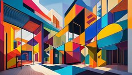 Stad met architectuur en kleuren