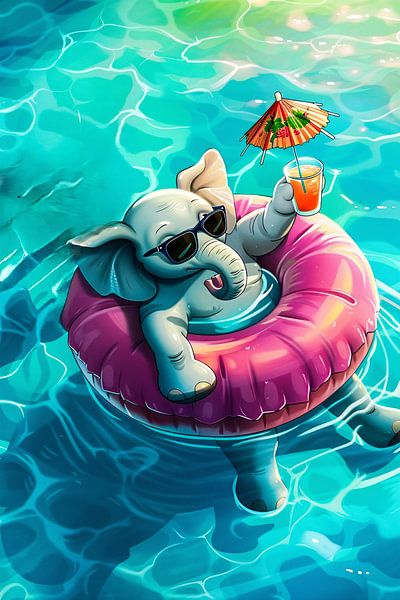 Elephant enjoys in the pool by Imperial Art House