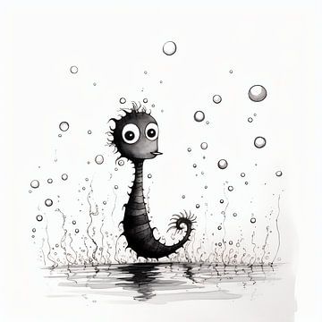 Seahorse sick of soap bubbles by Karina Brouwer