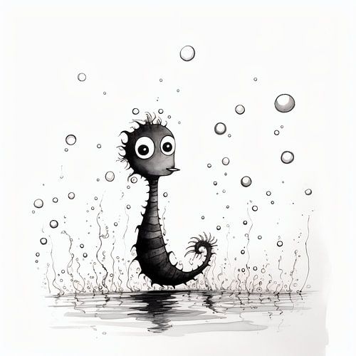 Seahorse sick of soap bubbles