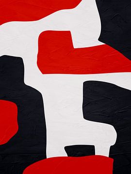 Organische abstracte kunst - zwart en rood