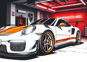 Porsche 911 GT3 RS White Orange 3 by MIROKKU