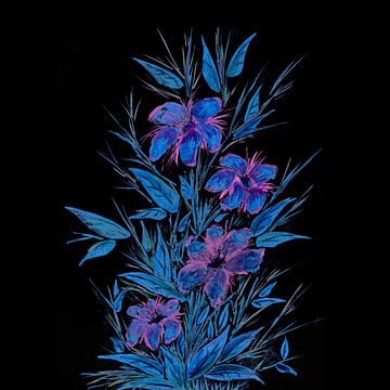 Blauwe en paarse bloemen van Sebastian Grafmann