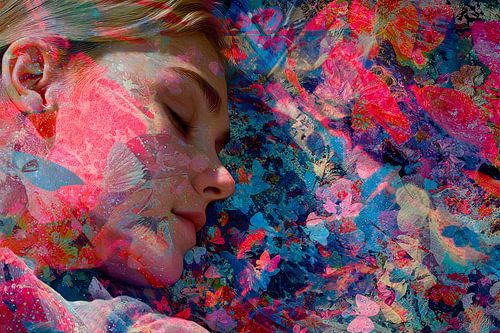woman with flowers portrait