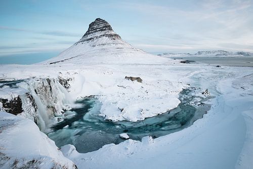 Kirkjufell mountain in snow, Iceland