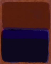 Moderne abstracte kunst in terra en kobaltblauw. van Dina Dankers