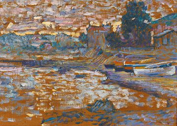 Henri-Edmond Cross - Boten gestrand in Le Lavandou (circa 1908-09) van Peter Balan