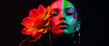 Coloured face painting with blossom by Poster Art Shop