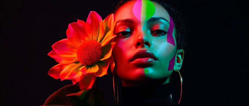 Coloured face painting with blossom by Poster Art Shop