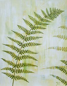 Schilderij van een varen blad; blad jungle