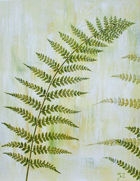 Painting of a fern leaf by Bianca ter Riet