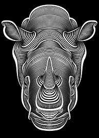 Intricate Rhino Line Illustration by Art Kingdom