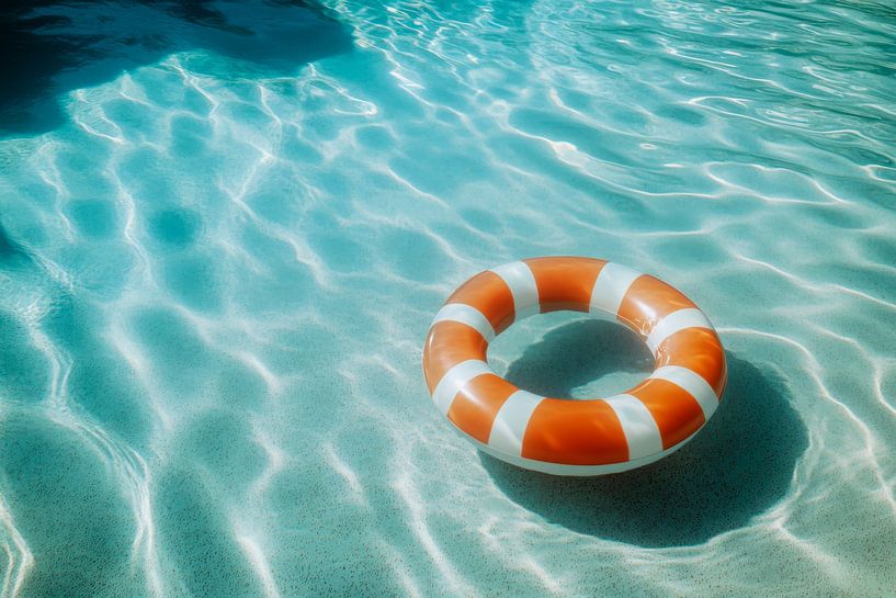 Reddingsboei in helder water van Poster Art Shop