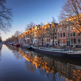 Amsterdamse Herengracht bij zonsopkomst van Tristan Lavender
