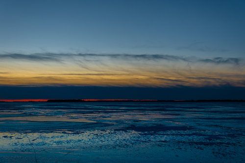 winter sunset on the veluwe lake