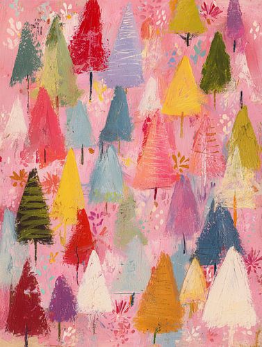 Lebendige Weihnachtsbäume in Pastellfarben