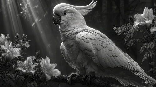 zwart-wit papegaai-kaketoe-ara