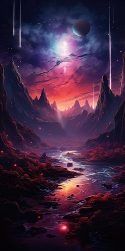 Digital created bizarre surreal planet