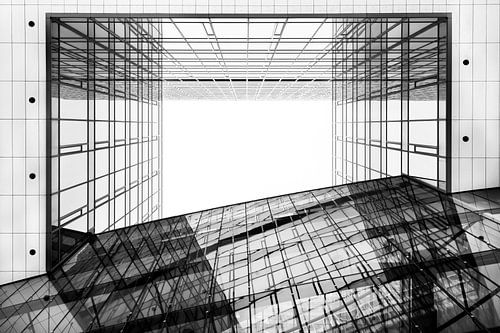 Abstract Stadskantoor Utrecht  vanuit stationsgebied  Utrecht- kijkje naar boven