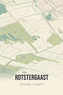 Vintage landkaart van Rotstergaast (Fryslan) van MijnStadsPoster