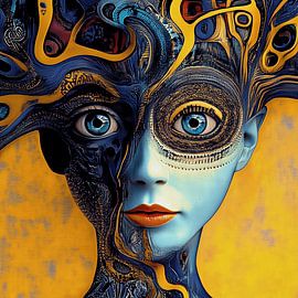 Portrait de femme avec coiffe sur Ton Kuijpers