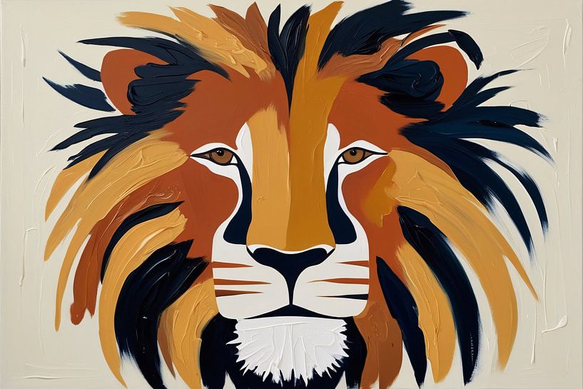 Colourful abstract lion painting by Art & Soul Creations
