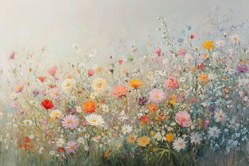 Dreamy wildflower print with soft mist by Thea