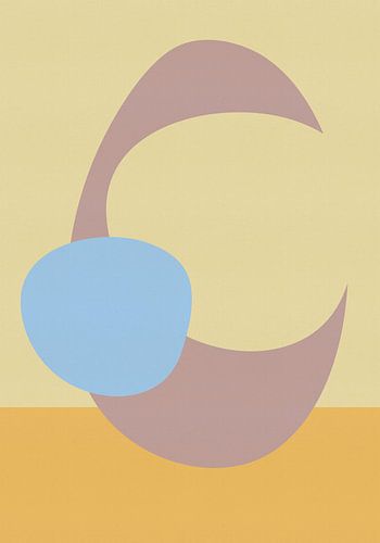 Gestapelde ovalen in zachtgeel, lila en lichtblauw