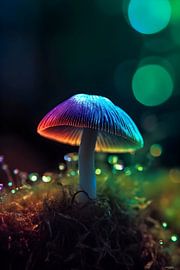 Mushroom in rainbow light by Artsy