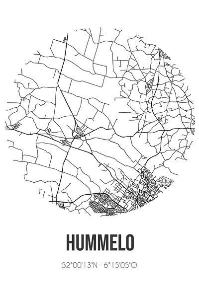 Hummelo (Gelderland) | Map | Black and White by Prints of Place
