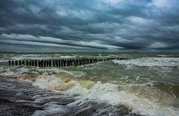 Storm aan de Zeeuwse kust van MSP Canvas