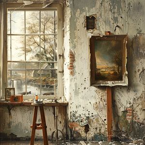 Lost Place Raum Atelier Fenster Kanal Streetart Textur surreal
