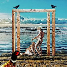 Die Entdeckung von Adam und Eva (am Meer) von Ruben van Gogh - smartphoneart