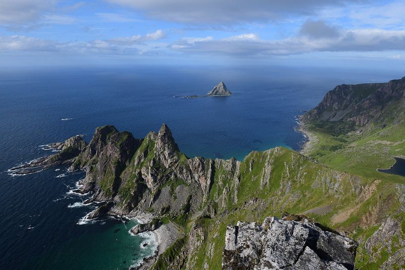 View of the sea from the top of the Matind by Jaap Voets