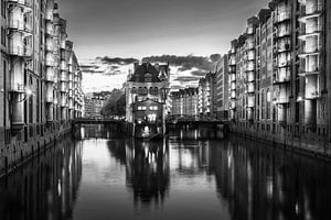 Hamburg Speicherstadt in Zwart Wit