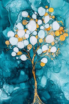 Abstracte boom in turquoise kleuren van Art & Soul Creations