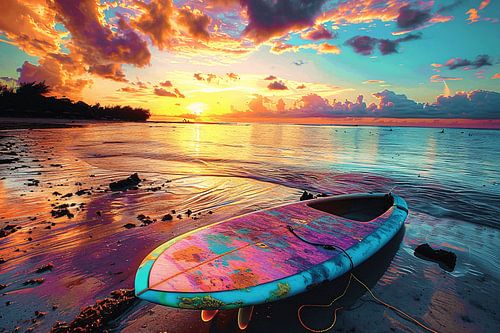 Zonsondergang met Surfplank