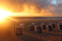 Sonnenuntergang mit Sonnenfleck bei Westerland auf Sylt