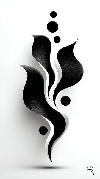 Monochrome Flow - Abstract Black and White Art in Motion by Gelissen Artworks