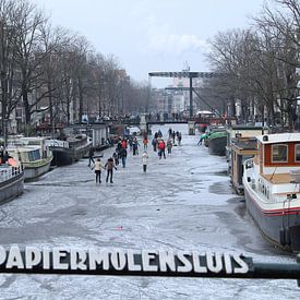 Winter Amsterdam Schaatsen Grachten von Thijs Nusmeijer