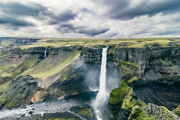 View on the Haifoss waterfall from the Fossa river in Iceland by Sjoerd van der Wal Photography