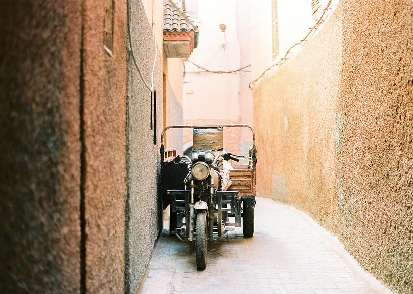 Vintage moped in the streets of Marrakech / Marrakesh by Raisa Zwart Travel Photography Prints