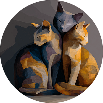 Drie Katten in Harmonie van Karina Brouwer